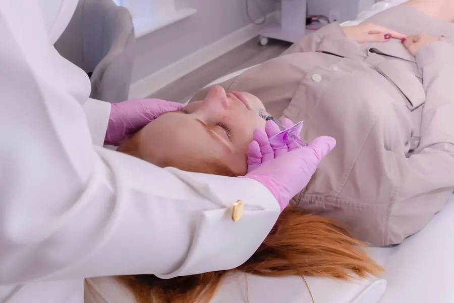 A skin treatment underway in the clinic.